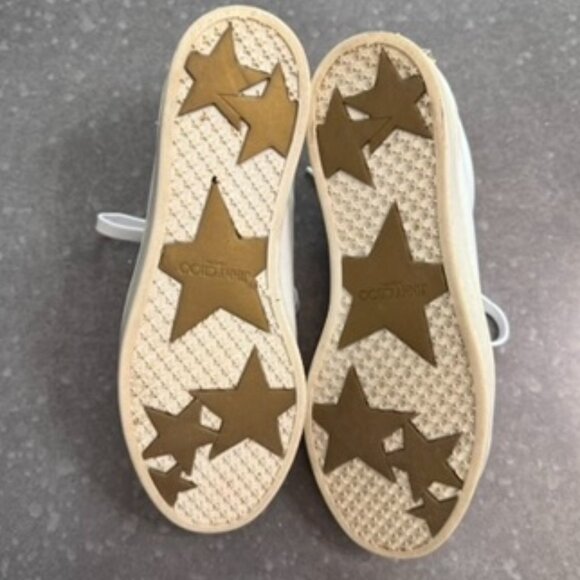 Jimmy Choo White Leather Low-Top Sneakers with Gold Star Accents – Size 37 - Picture 6 of 16